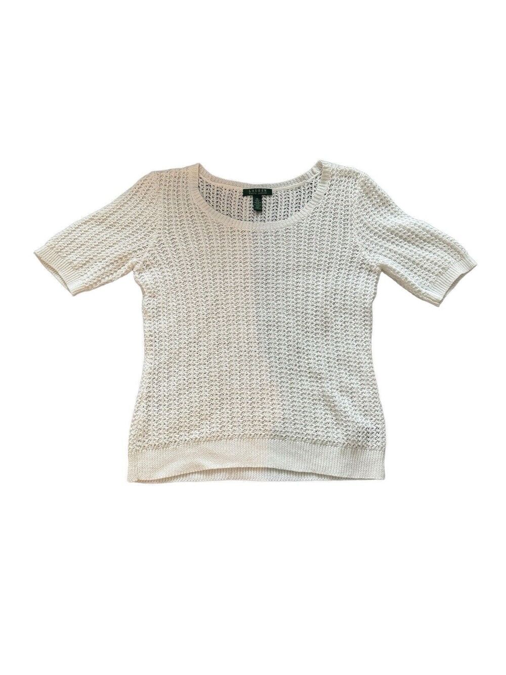 Lauren Ralph Lauren Medium Linen Blend Chunky Knit Top Beach Coverup Classic